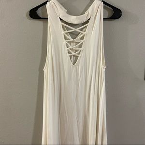 White Sleeveless Top w/ criss cross detailing
